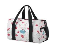 Kawaii Cat Cherry Sport Duffel Borse per Bambini Ragazze Ragazzi Donne Uomini Pernottamento Weekender Borsa da Viaggio Tote Carry Palestra Casual Duffel Borse