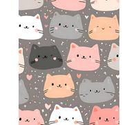 Kawaii Cat Composition Notebook - Cute Aesthetic Kitty Journal for School, Work, or Home: Wide Ruled Writing Notebook with Margin Field, 7.5x9.25, 110 Pages, Matte Cover