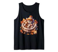 Kawaii Cat Cuddle with Teddy Bear Autumn Kitten for Fall Canotta