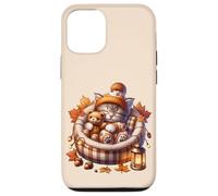 Kawaii Cat Cuddle With Teddy Bear Autumn Kitten For Fall Custodia per iPhone 12/12 Pro