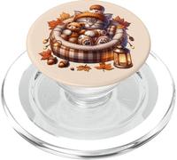 Kawaii Cat Cuddle With Teddy Bear Autumn Kitten For Fall PopSockets PopGrip per MagSafe