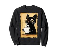 Kawaii Cat Driking Coffee Cute Anime Kitty Slice Felpa