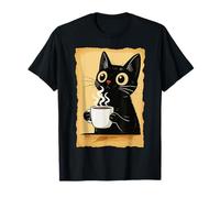 Kawaii Cat Driking Coffee Cute Anime Kitty Slice Maglietta