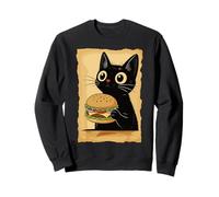 Kawaii Cat Eating Burger Cute Anime Kitty Slice Felpa