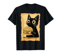 Kawaii Cat Eating Burger Cute Anime Kitty Slice Maglietta