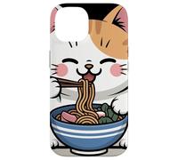 Kawaii Cat Eating Ramen Cartoon Anime Food Japan Lover Custodia per iPhone 14