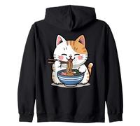 Kawaii Cat Eating Ramen Cartoon Anime Food Japan Lover Felpa con Cappuccio