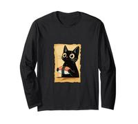 Kawaii Cat Eating Sushi Cute Anime Kitty Slice Maglia a Manica