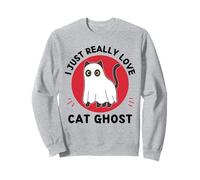 Kawaii Cat Ghost Amo Davvero Cute Cat Ghost Lover Felpa