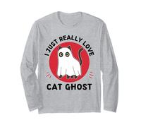Kawaii Cat Ghost Amo Davvero Cute Cat Ghost Lover Maglia a Manica