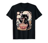 Kawaii Cat Mangia Ramen Noodles Divertente Anime Presente Teen Kid Maglietta