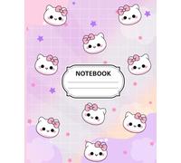 Kawaii Cat Notebook: Cute Pastel Aesthetic Journal with Cats, Stars, and Bows - Perfect for Girls, Teens, and School