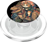 Kawaii Cat Riding Dinosaur Arte giapponese PopSockets PopGrip per MagSafe