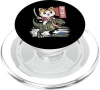 Kawaii Cat Riding T-Rex arte giapponese Anime Samurai Cat PopSockets PopGrip per MagSafe