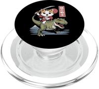 Kawaii Cat Riding T-Rex arte giapponese Anime Samurai Cat PopSockets PopGrip per MagSafe
