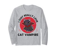 Kawaii Cat Vampire Amo Davvero Cute Cat Vampire Lover Maglia a Manica