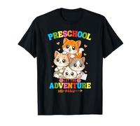 Kawaii Cats Back To School Preschool Let The Adventure Begin Maglietta