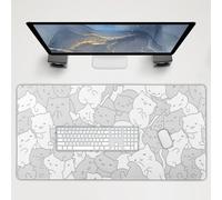 Kawaii Cats Gaming Mouse Pad Extended 3XL Cute Anime Kittens Japanese Big Large Desk Mat Base in gomma antiscivolo bordo cucito lungo tastiera tappetino per mouse per computer portatile, 120 x 60 cm