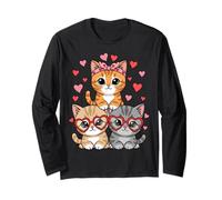 Kawaii Cats Heart Pastel Anime Kitty Love Aesthetic Maglia a Manica