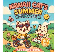 Kawaii Cat's Summer Holiday Fun Coloring Book: Fun and Easy Coloring Pages for Adults and Kids