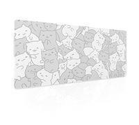 Kawaii Cats White Gaming Mouse Pad XL Cute Anime Kittens Japanese Extended Big Large Desk Mat Non-Slip Rubber Base Stitched Edge Long Keyboard Mousepad for PC Computer Laptop