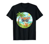 Kawaii cerbiatto con Occhiali da Sole sulla Spiaggia Tropicale Maglietta