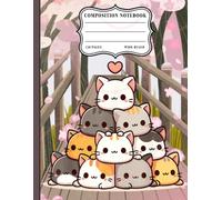 Kawaii Chibi Cat Stack Composition Notebook: Cute Anime Kitten Mountain Cherry Blossom Wide Ruled Lined Journal for Students, Girls, Teens, and Pastel Aesthetics