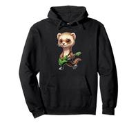 Kawaii Chibi Divertente Furetto Animale Chitarrista Rocker Anime Felpa con Cappuccio