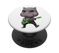 Kawaii Chibi divertente ippopotamo chitarrista Rocker PopSockets PopGrip Adesivo