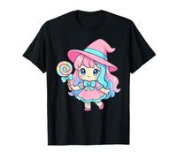 Kawaii Chibi Strega Candy Spooky Halloween Strega Maglietta