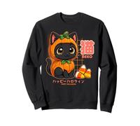 Kawaii Chibi Zucca Gatto Giapponese Halloween Vaporwave Felpa