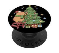 Kawaii Christmas Capybara Decorating the Tree PopSockets PopGrip Adesivo