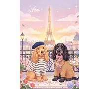 Kawaii Cocker Spaniels in Paris Notebook: Two Cute Spaniels in Front of the Eiffel Tower | Kawaii Cover Design | Lined Notebook 100 Pages | Large Format 11.54 x 7.68 Inches | White Paper Journal