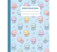 Kawaii Composition Notebook Wide Ruled: Cute Colorful Jellyfish, Aesthetic Marine Life Writing Journal, 110 Pages for School, Kids & Teens