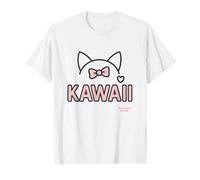 Kawaii con Orecchie da Gatto e Fiocco Rosa - Stile Pop Giapp Maglietta