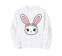 Kawaii Coniglio Faccia Fiore Corona Coniglio Carino Illustrazione Felpa