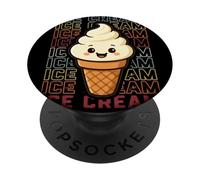 Kawaii Cono Gelato Carino Sorridente Vintage Anime Dessert PopSockets PopGrip Adesivo