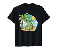 Kawaii Cool Tartaruga Mangiare Gelato Spiaggia Maglietta