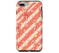 Kawaii Coquette Candy Cane Natale Pattern Pastello Cuori Stelle Custodia per iPhone 7 Plus/8 Plus