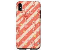 Kawaii Coquette Candy Cane Natale Pattern Pastello Cuori Stelle Custodia per iPhone XS Max