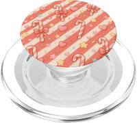 Kawaii Coquette Candy Cane Natale Pattern Pastello Cuori Stelle PopSockets PopGrip per MagSafe