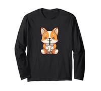 Kawaii Corgi Cane Bere Boba Tea Carino Animale Maglia a Manica