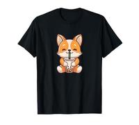 Kawaii Corgi Cane Bere Boba Tea Carino Animale Maglietta