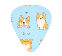 Kawaii Corgi Cane carino,12 pezzi di plettri per chitarra, 3 plettri di diverso spessore per chitarra acustica, basso, ukulele