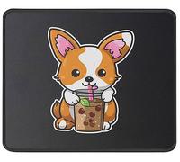 Kawaii Corgi Loves Bubble Tea Mousepad Lavabile Tappetino per Mouse Comodo Mouse Pad for Laptop Accessori Scrivania Ufficio 25X30Cm