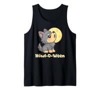 Kawaii Cucciolo Lupo Ululante Luna Chibi Spooky Halloween Canotta