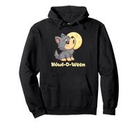 Kawaii Cucciolo Lupo Ululante Luna Chibi Spooky Halloween Felpa con Cappuccio