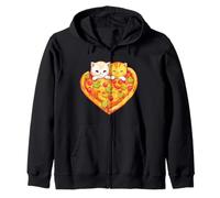 Kawaii Cute Cats Pizza Anime Design Cibo Italiano Felpa con Cappuccio