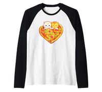 Kawaii Cute Cats Pizza Anime Design Cibo Italiano Maglia con Maniche Raglan