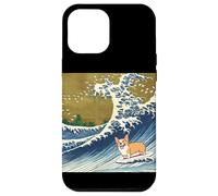 Kawaii Cute Corgi on the Great Wave in Hokusai Style Custodia per iPhone 12 Pro Max